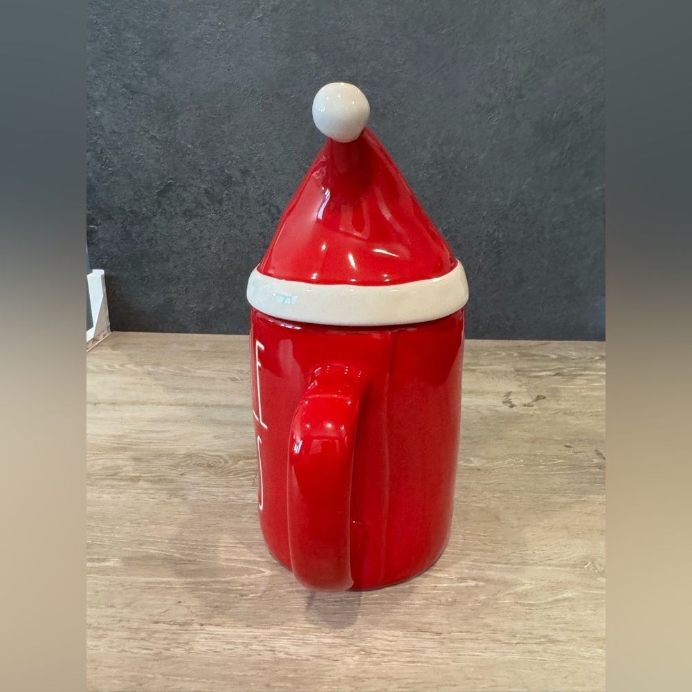 Red Rae Dunn “Jingle Bells” Mug with Santa Hat Topper - Picture 5 of 7